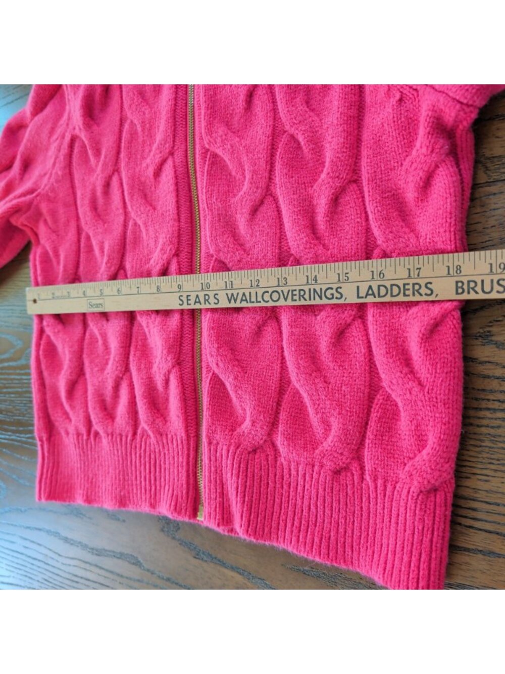 Talbots Women M Pink Cable Knit Full Zip Sweater Cardigan Zip Up Preppy Luxe Cor - Picture 12 of 16